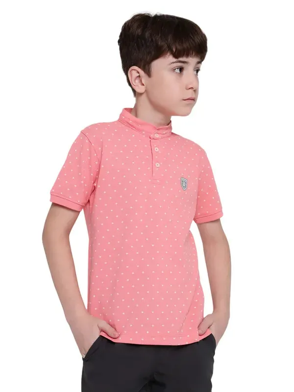 Octave Boy Henley Neck Micro Ditsy Printed T-Shirt