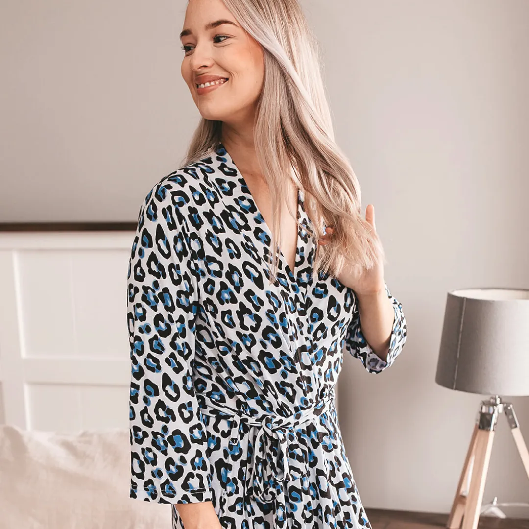 OiOi Mama Robe Blue Leopard