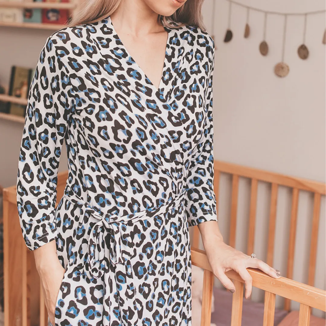 OiOi Mama Robe Blue Leopard