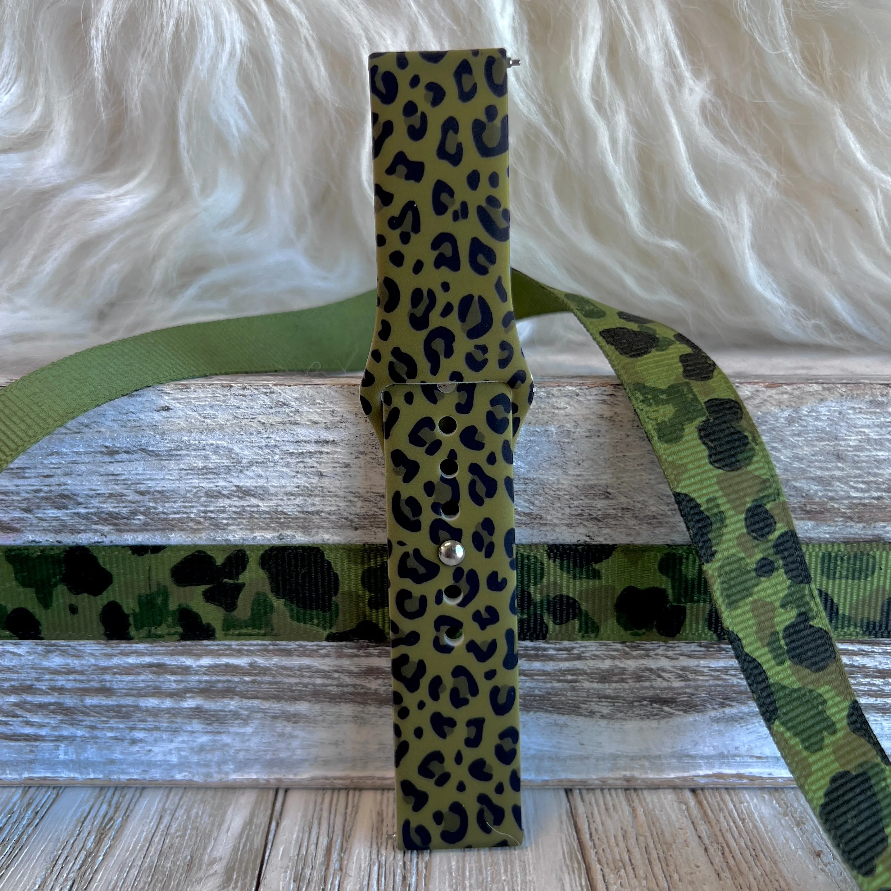 Olive Leopard Print Silicone Band For Samsung Watch