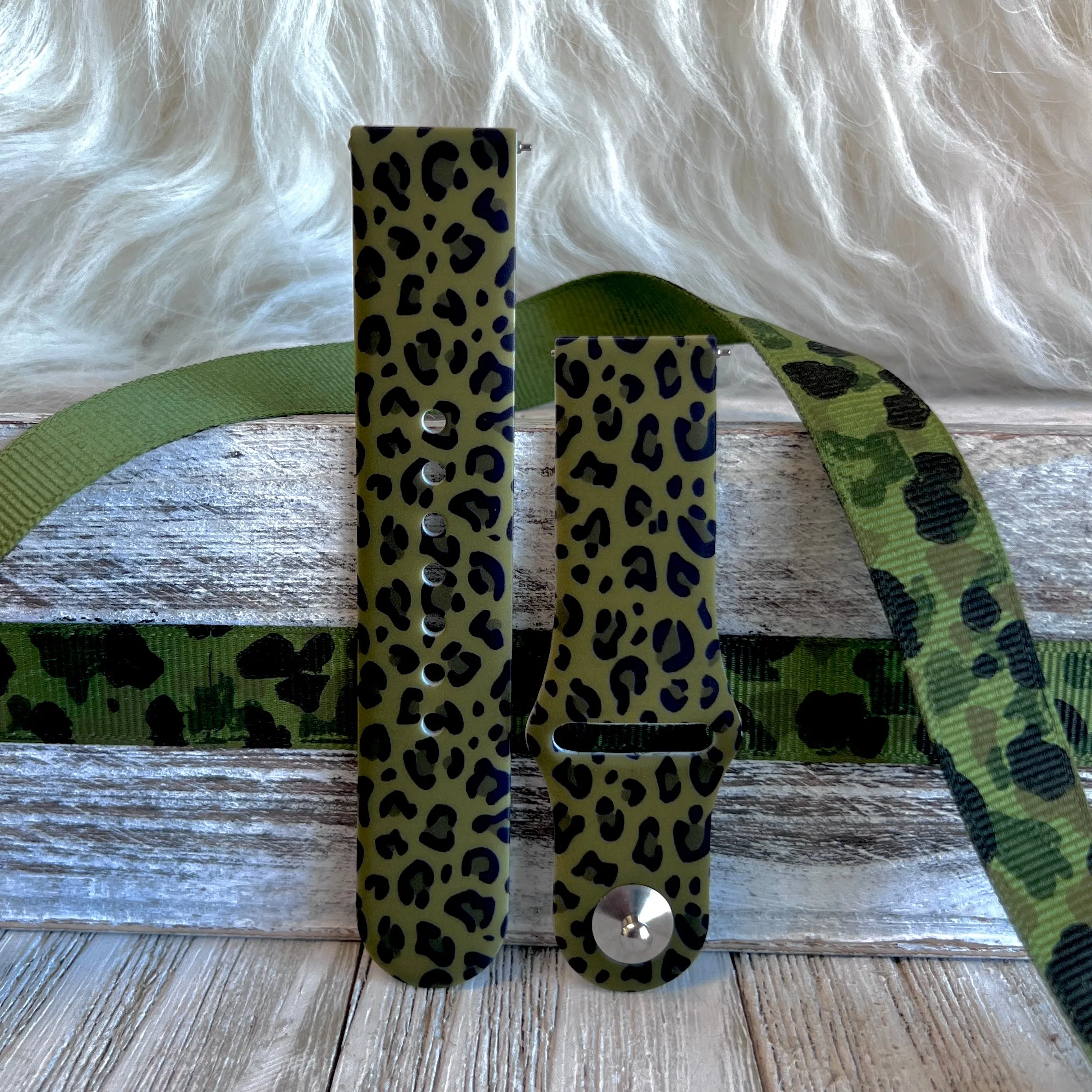 Olive Leopard Print Silicone Band For Samsung Watch