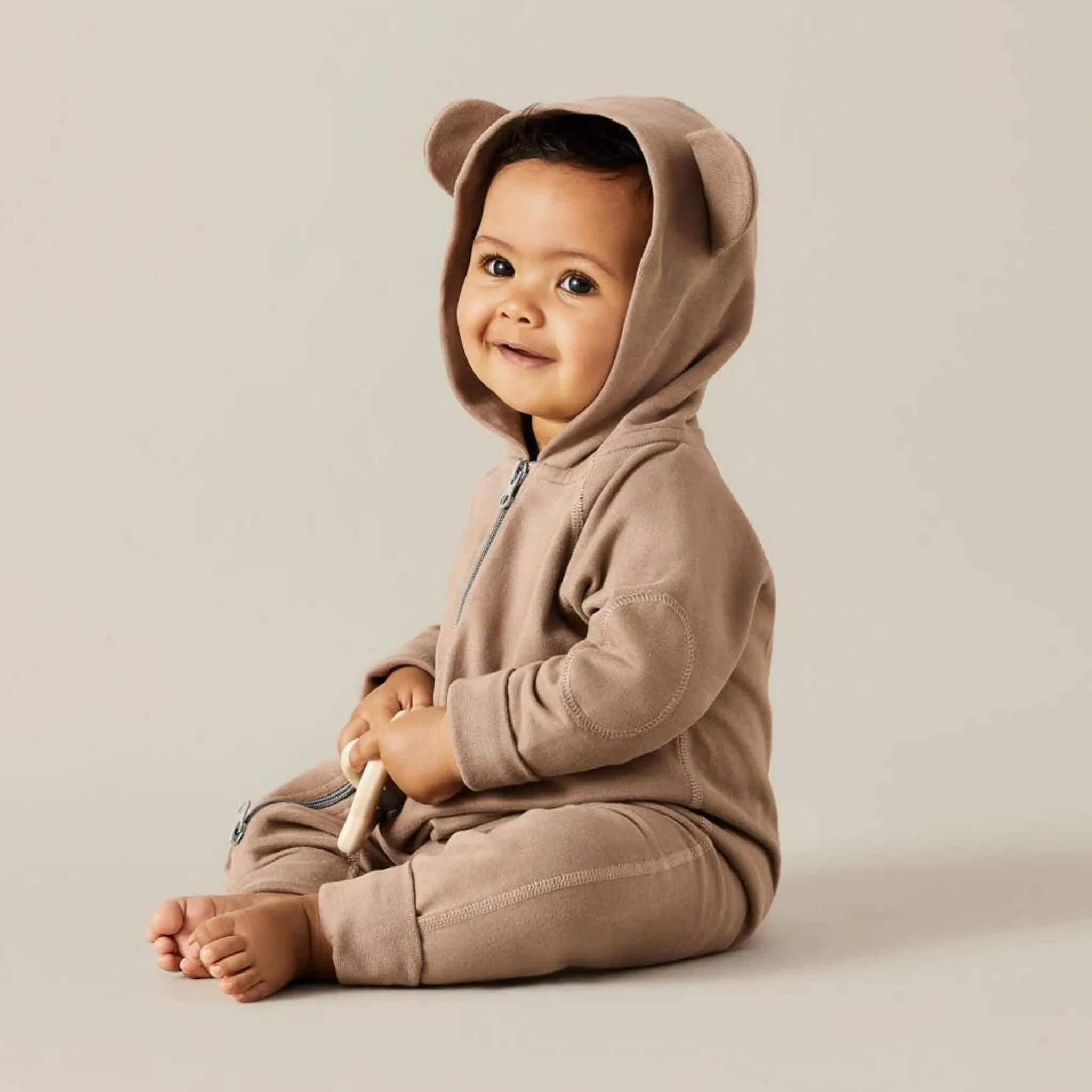 Organic Cotton Ginger Bear Baby Winter Zipsuit