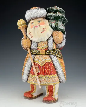 Ornate Russian Santa with Tree and Staff