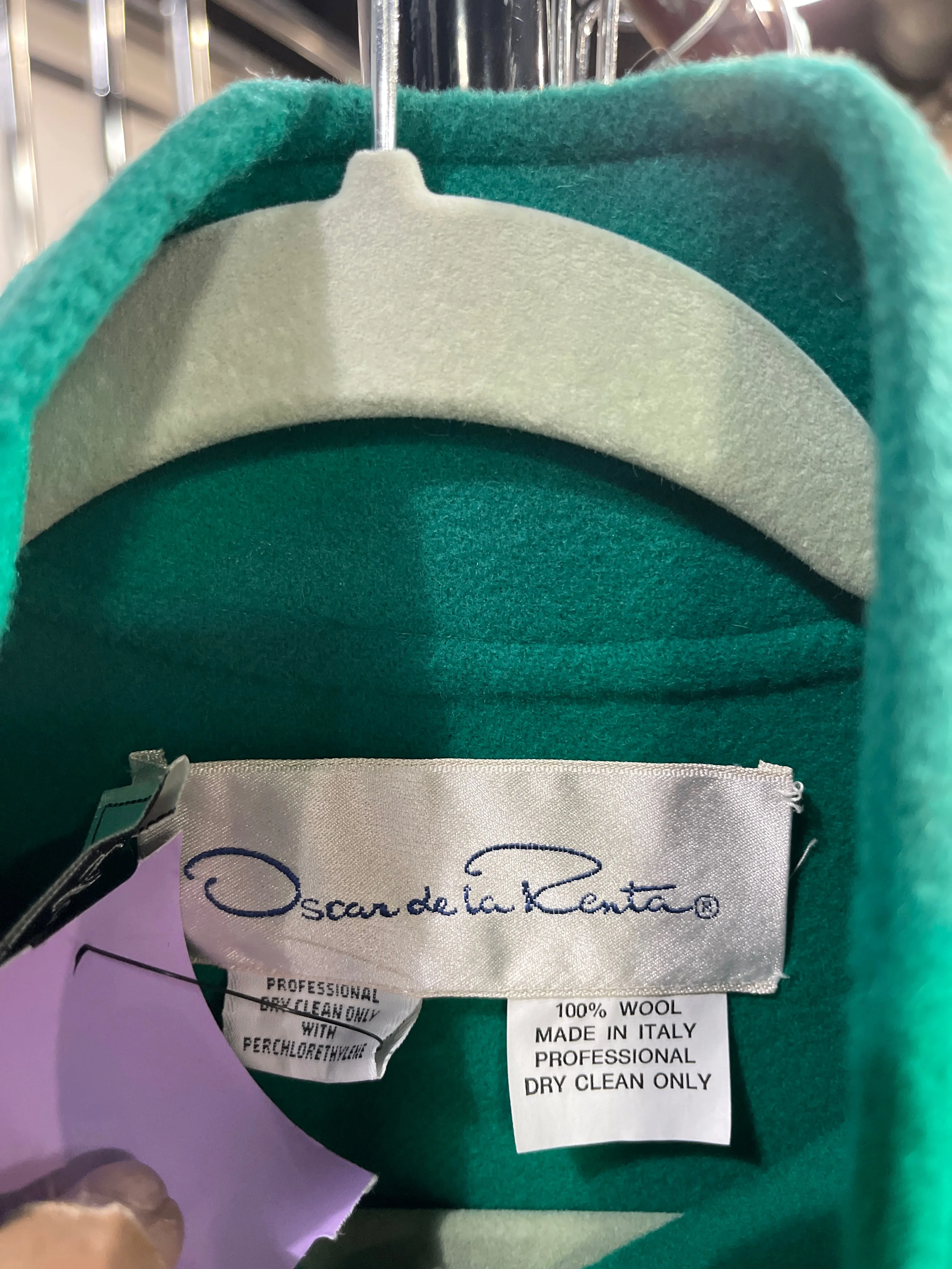 Oscar de la Renta Size M Green Wool Coat