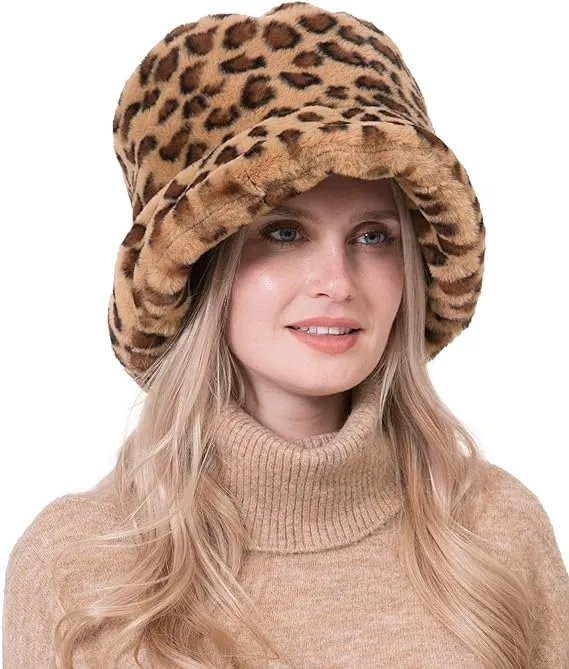 Oxford Chic Faux Fur Pink Winter Bucket Hat