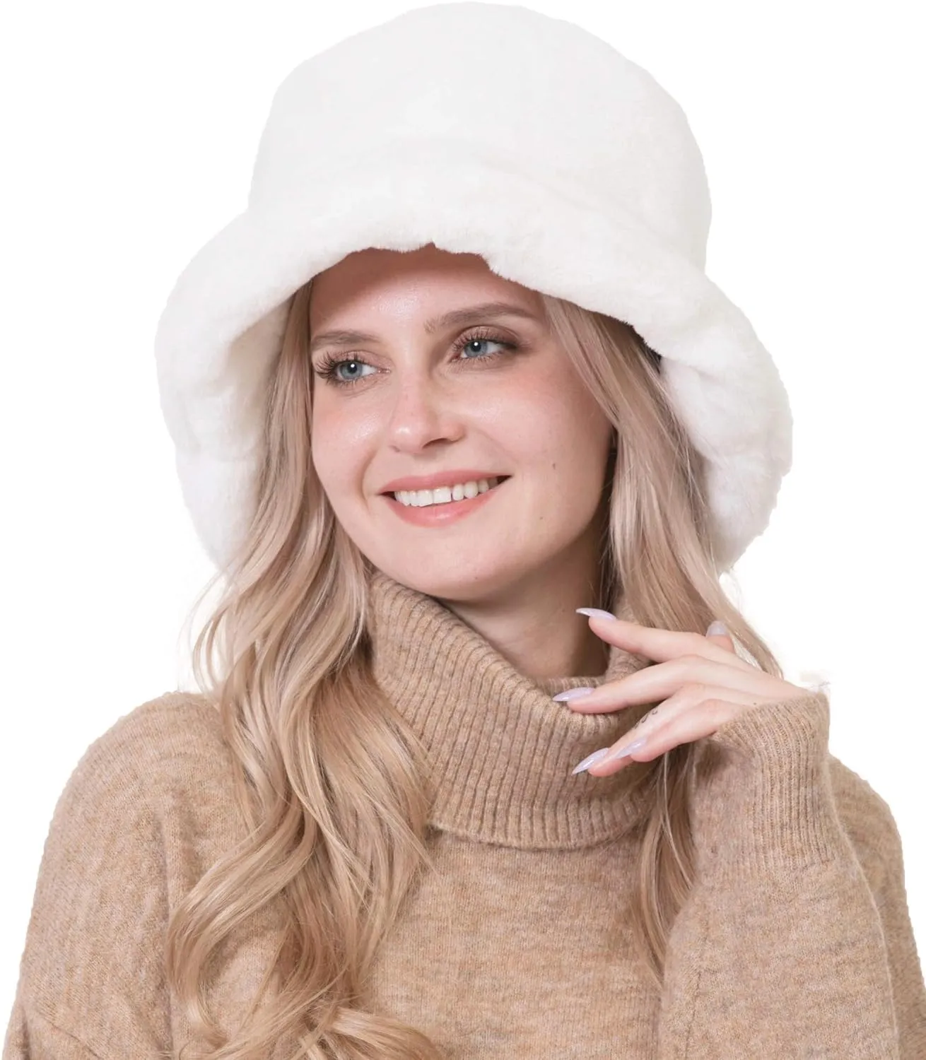 Oxford Chic Faux Fur Pink Winter Bucket Hat