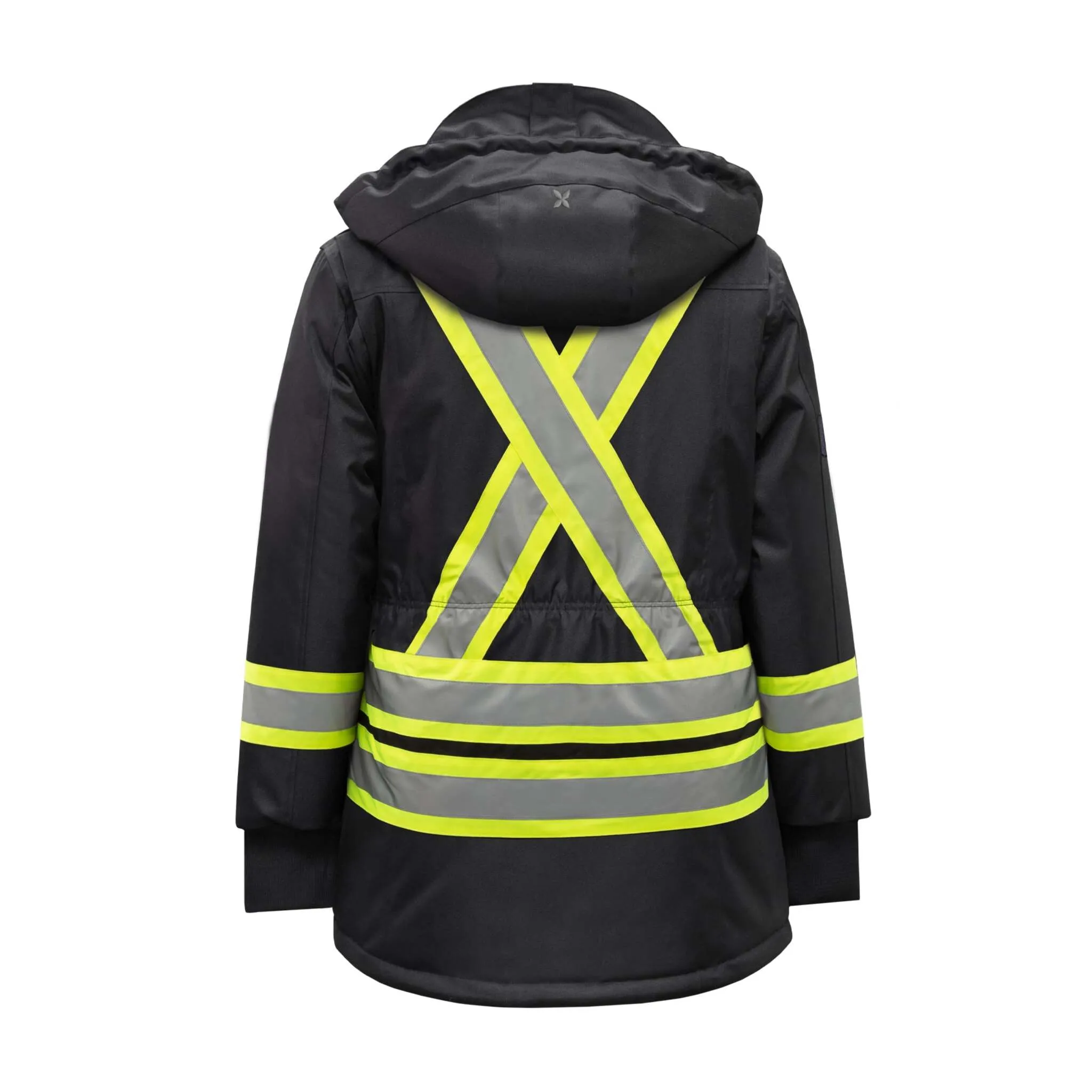 P&F Workwear PF400 Women's Hi-Vis Winter Parka - Waterproof, Fleece Lined, Detachable Hood, CSA Z96-22 Reflective Strips, Warm & Durable | Sizes XS-3XL