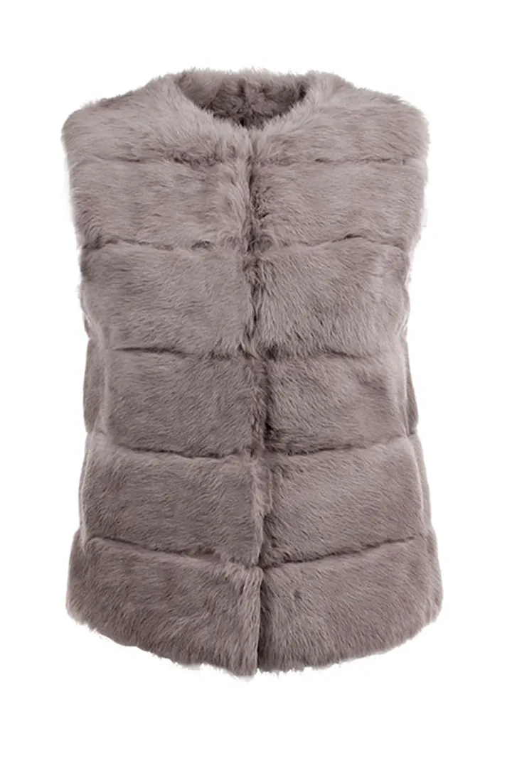 Paneled Rabbit Fur Vest