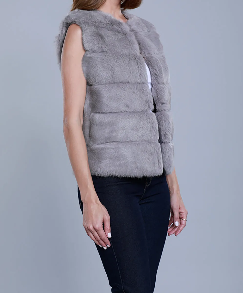 Paneled Rabbit Fur Vest