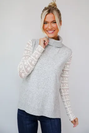 Perfectly Toasty Heather Grey Turtleneck Sweater Top