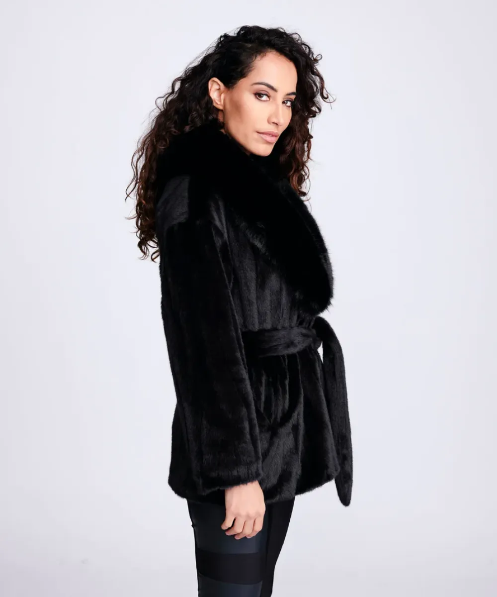 PIA ROSSINI FELICITY FAUX FUR BELTED COAT