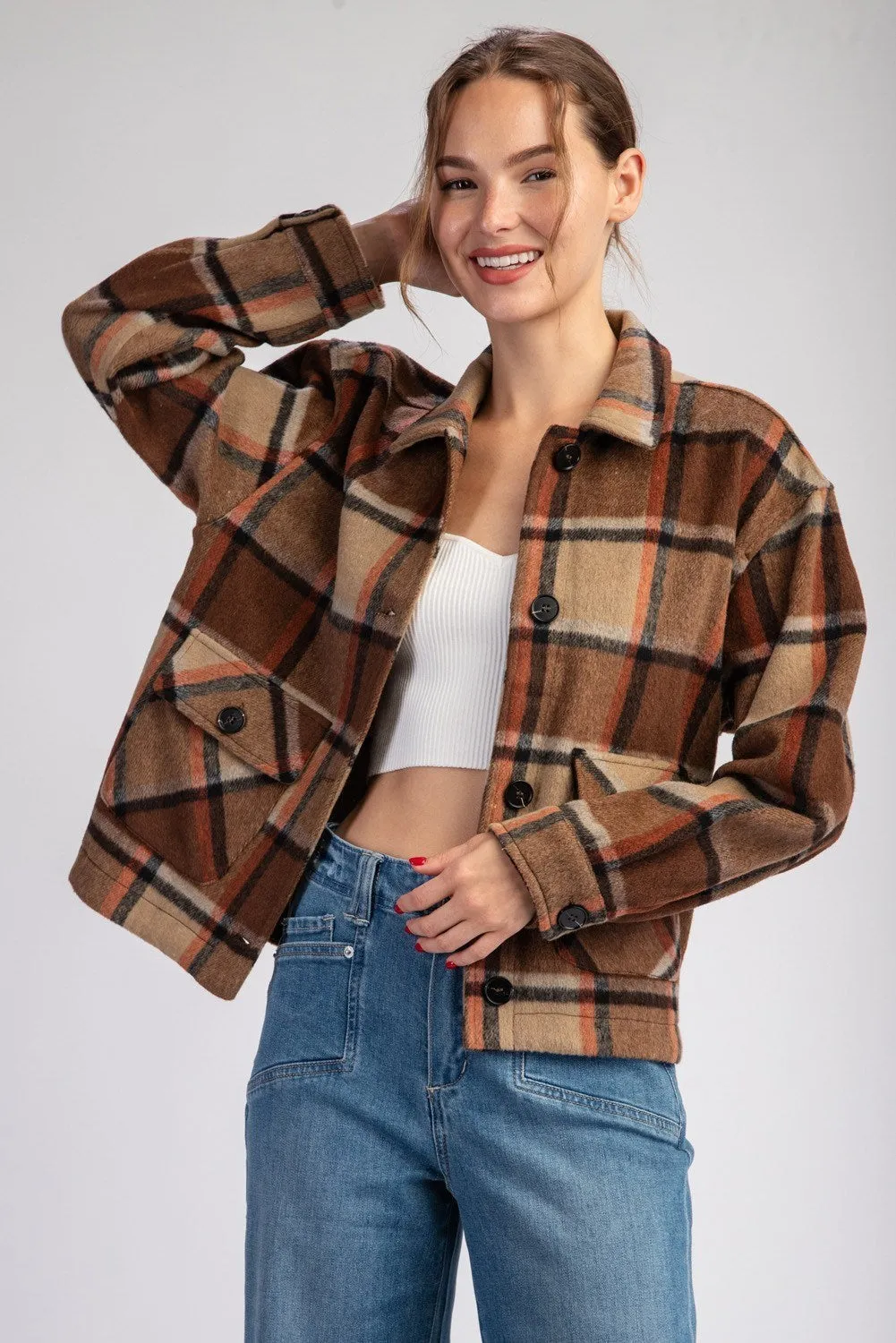 Plaid Cropped Shacket