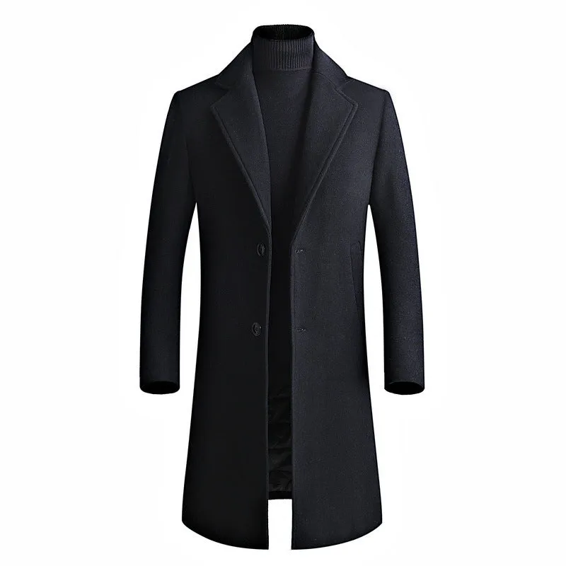 Plain wool trench coat Men