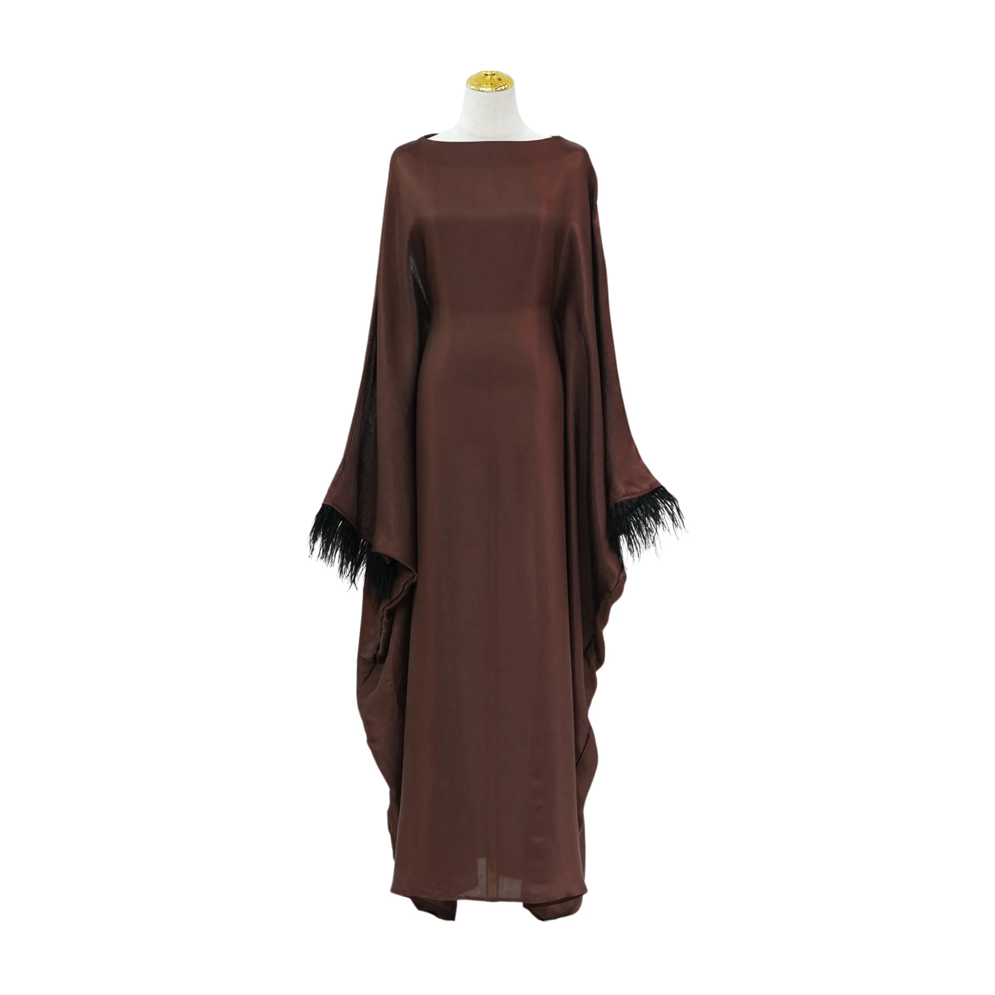 Pre Order:  Abaya Faux-Fur Sleeves Dress