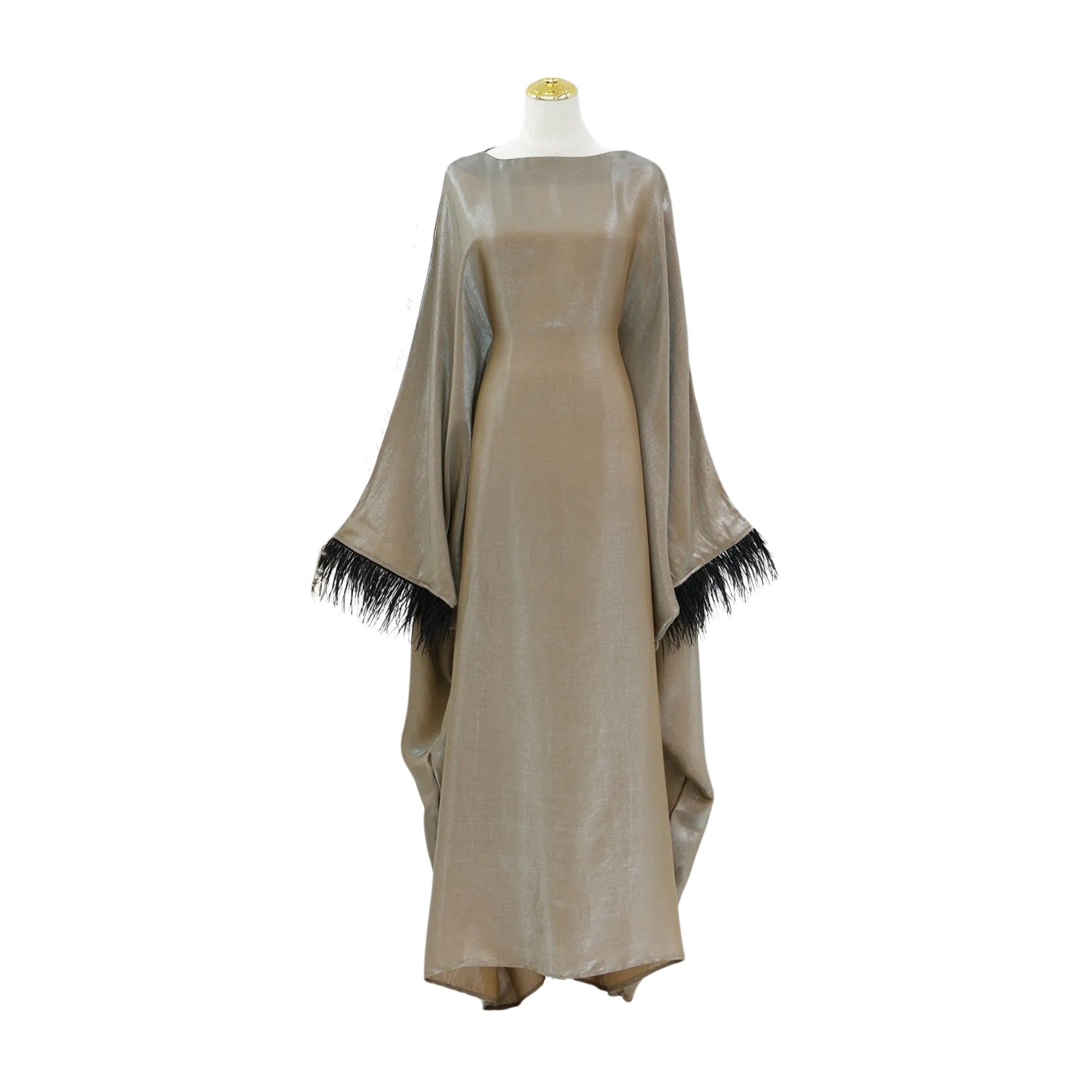 Pre Order:  Abaya Faux-Fur Sleeves Dress