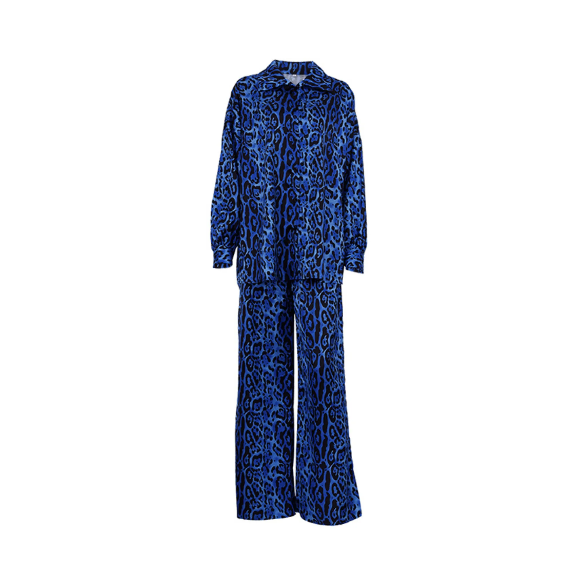 Pre Order:  Blue Leopard Top Pants Sleepwear Set