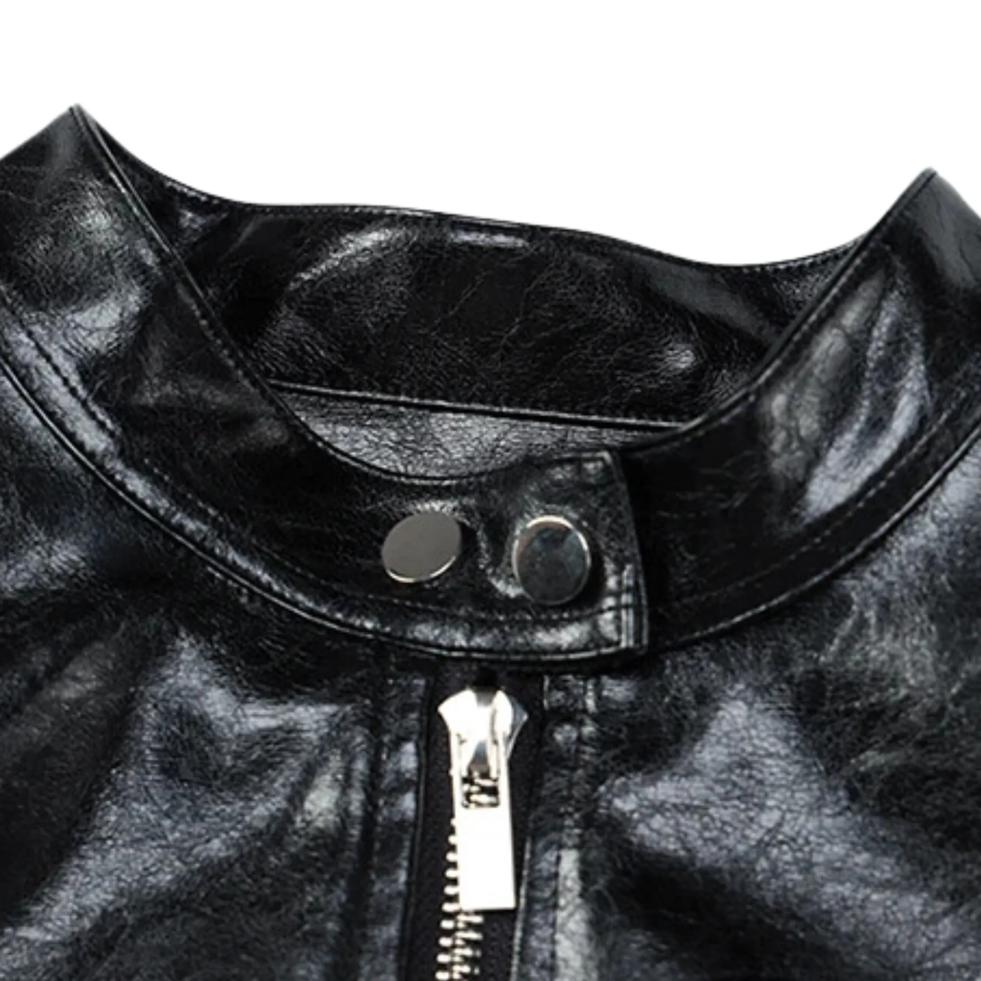 Pre Order:  Leather Faux Fur O-Neck Jacket