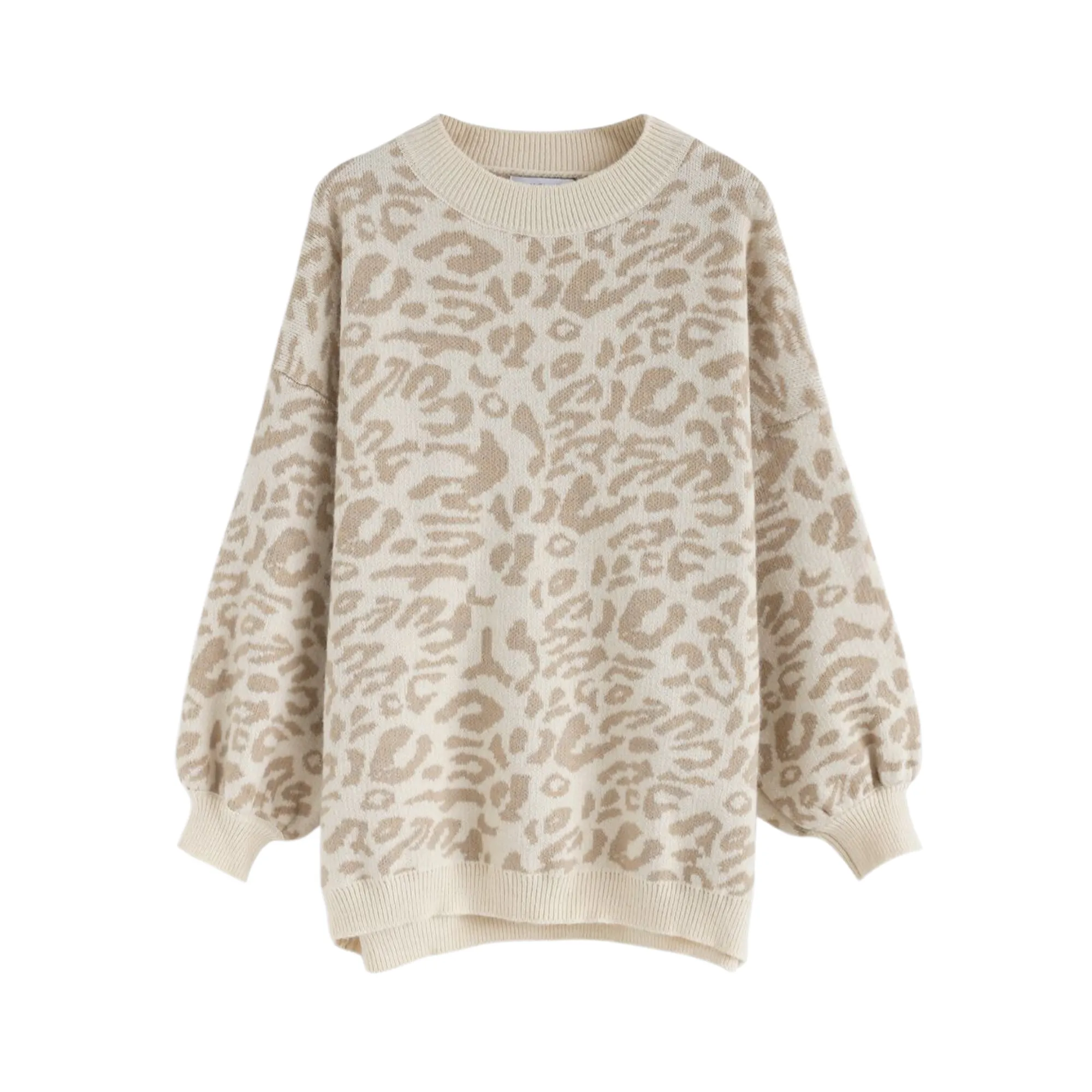 Pre Order:  Leopard Round Neck Knit Sweater