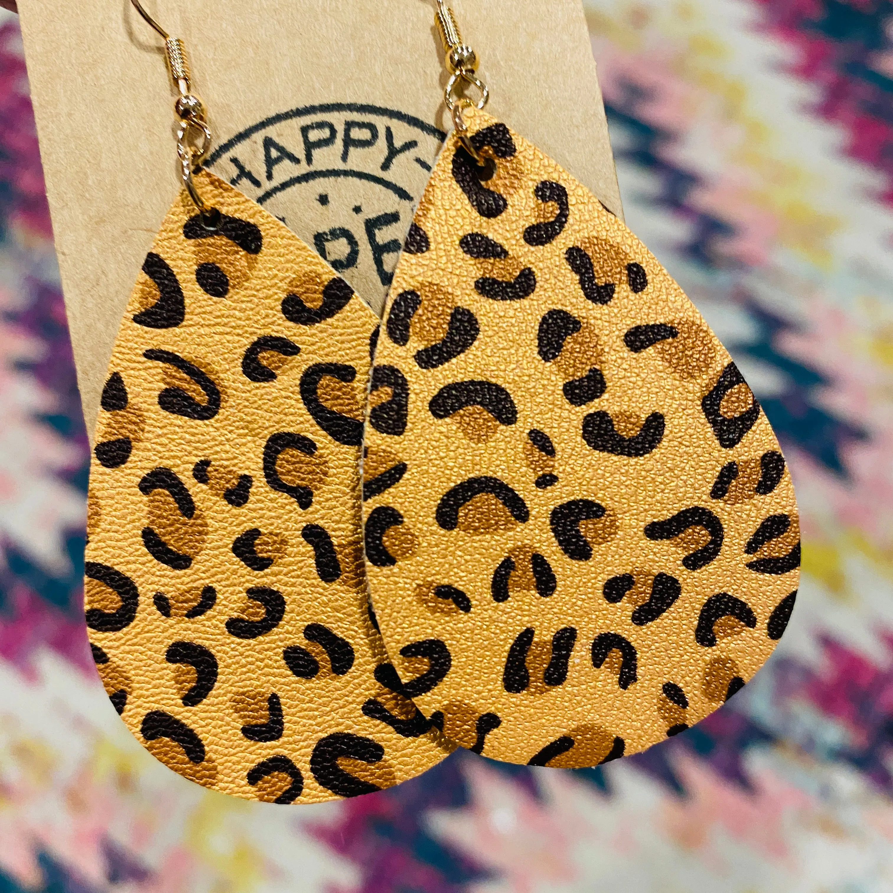 Printed Leather Drop Earring