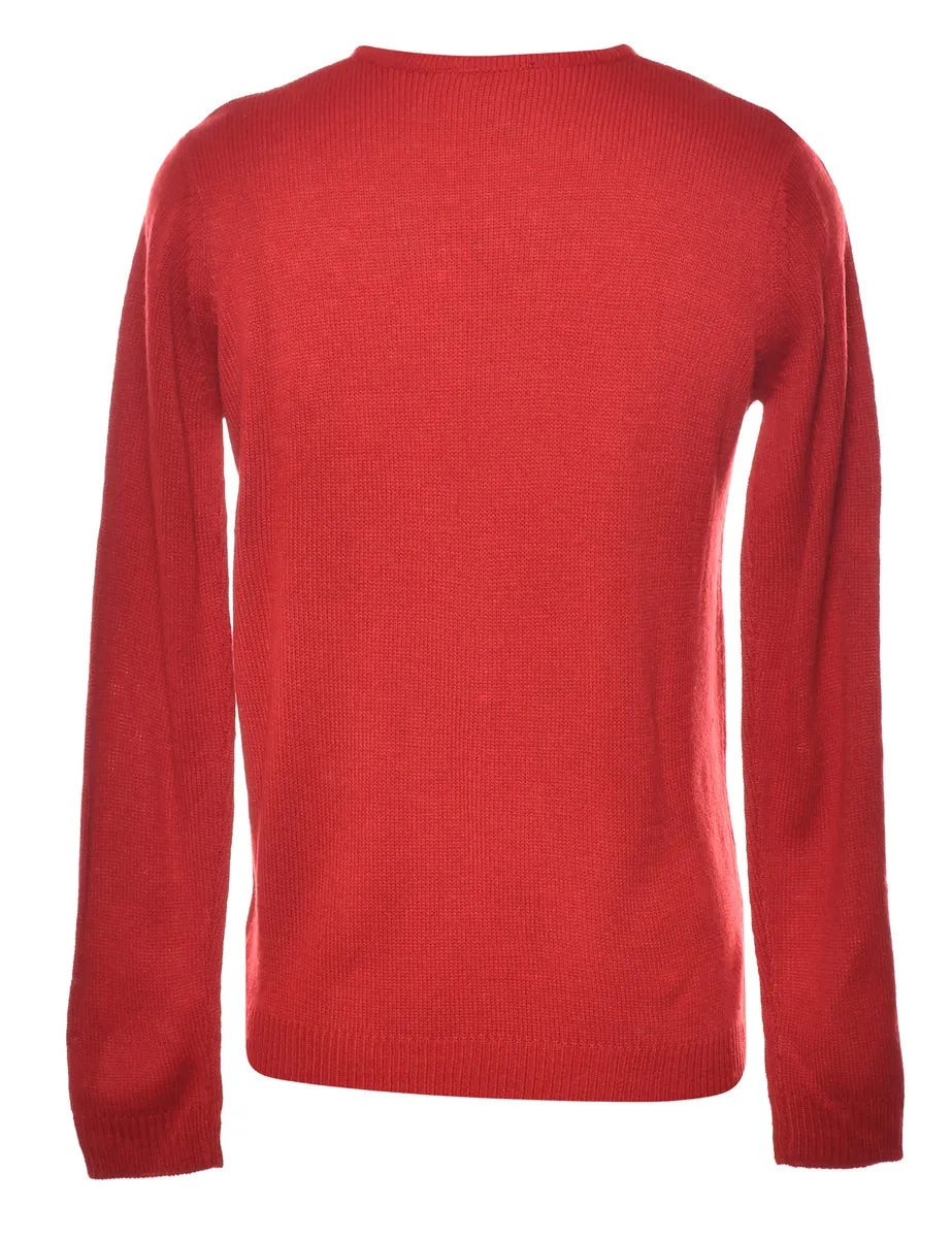 Red Beaded Jumper - S