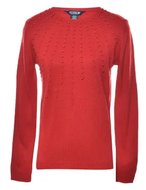 Red Beaded Jumper - S