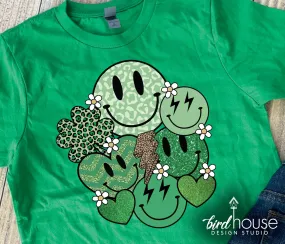 Retro Smiley Face Shirt, Cute St. Patricks day Graphic Tee