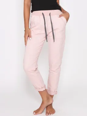 Riley Stretch Denim Joggers - Blush