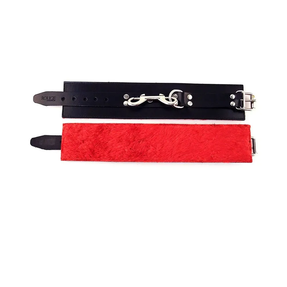 Rouge Fur Ankle Cuffs Black / Red