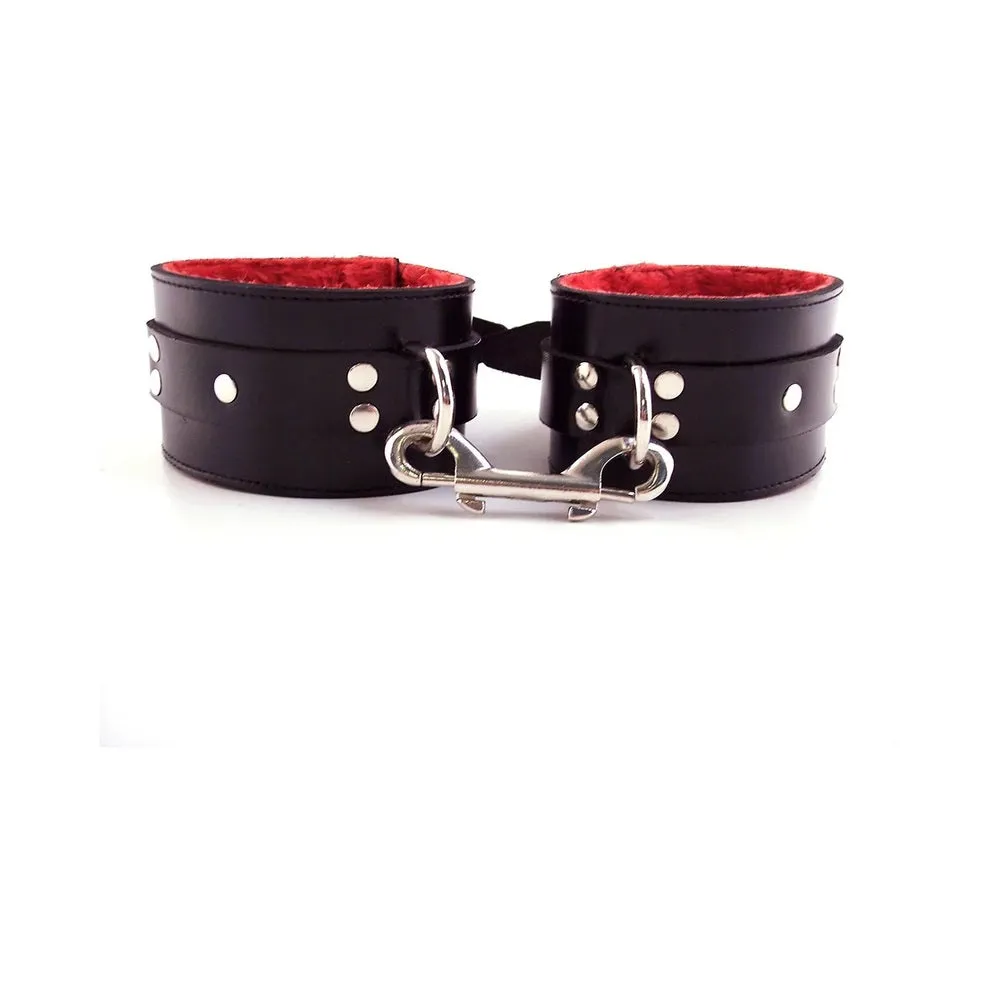 Rouge Fur Ankle Cuffs Black / Red