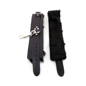 Rouge Fur Wrist Cuffs Black