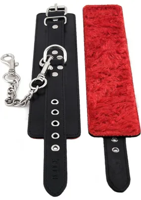 Rouge Fur Wrist Cuffs Blk/red