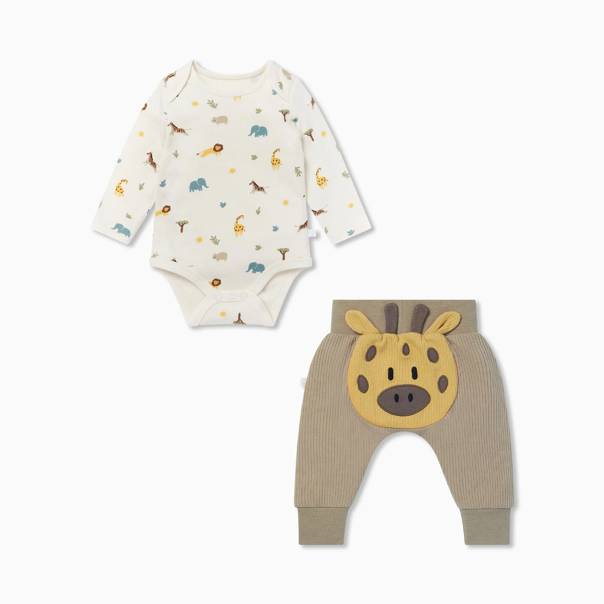 Safari Long Sleeve Bodysuit & Giraffe Joggers Outfit