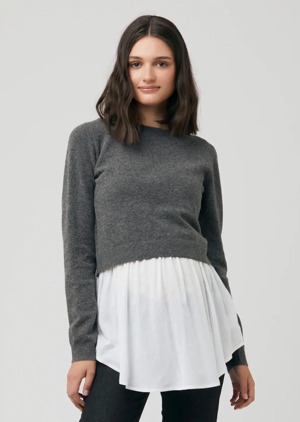 Sandy Detachable Nursing Knit - Charcoal