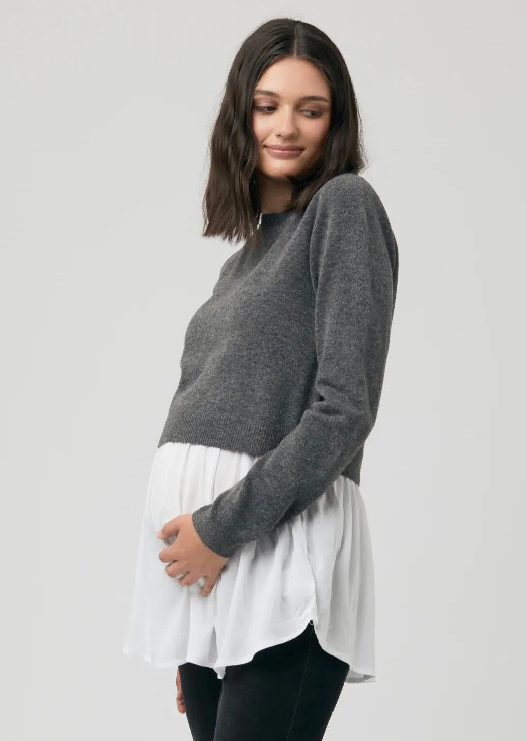 Sandy Detachable Nursing Knit - Charcoal