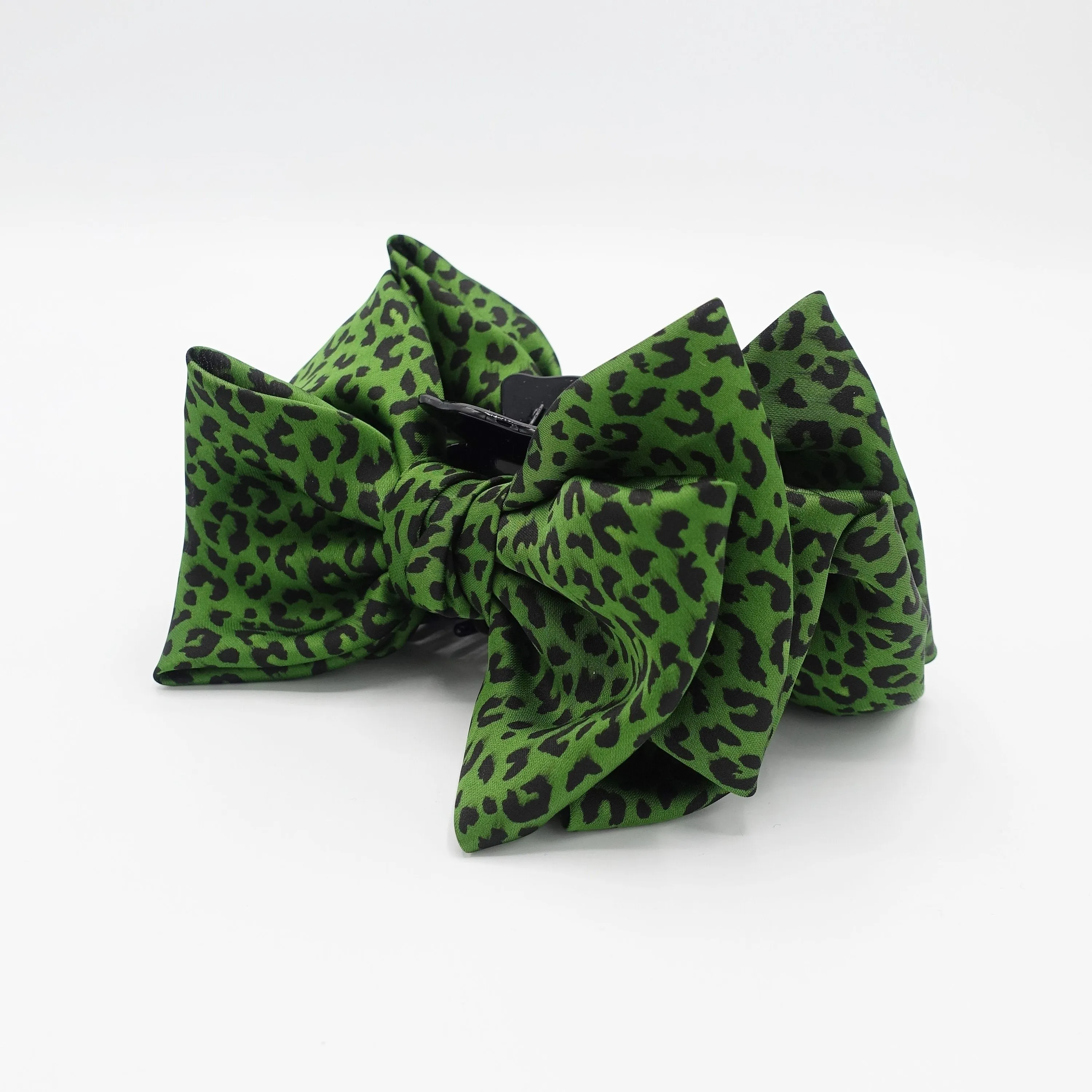 satin bow hair claw leopard hair clamp for women