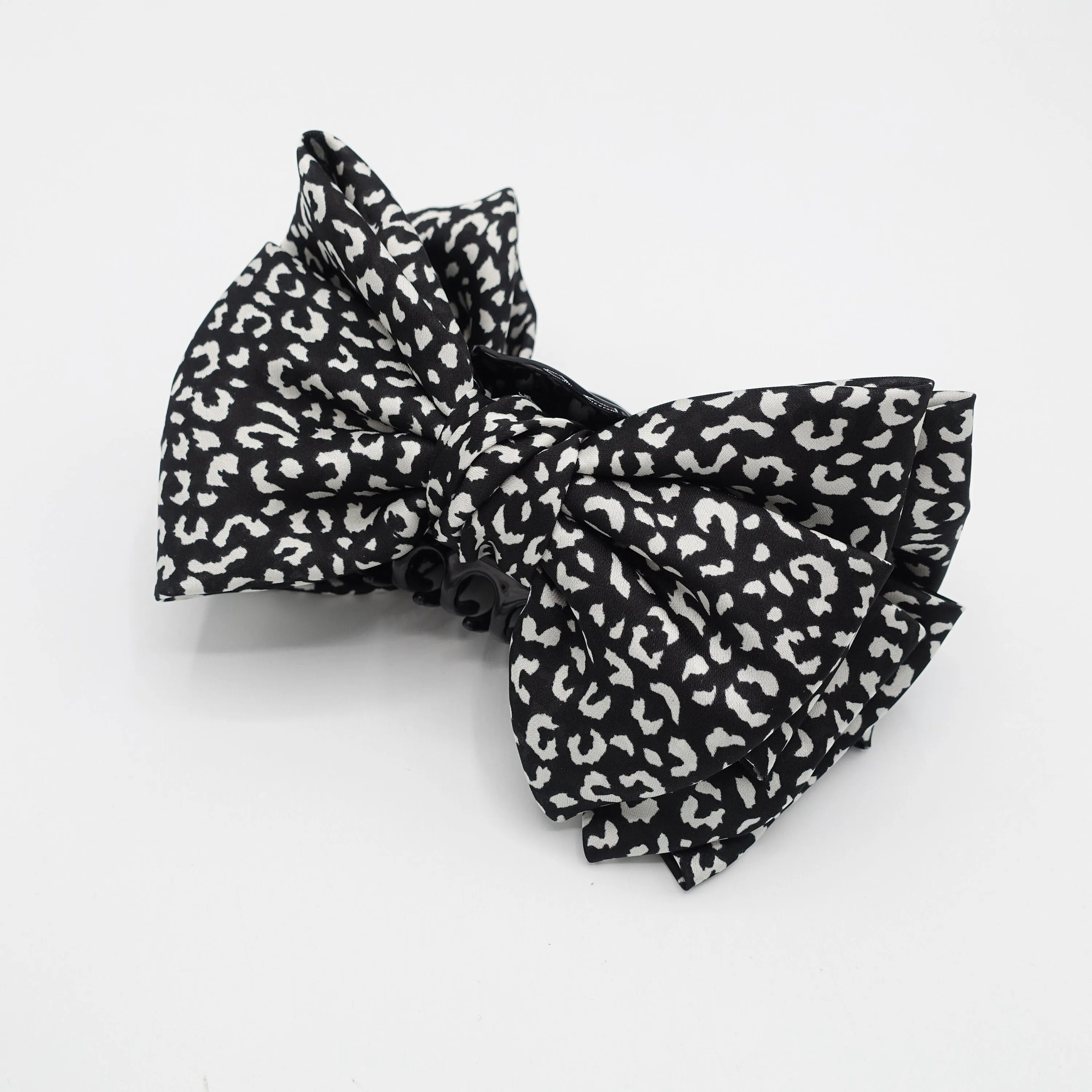 satin bow hair claw leopard hair clamp for women