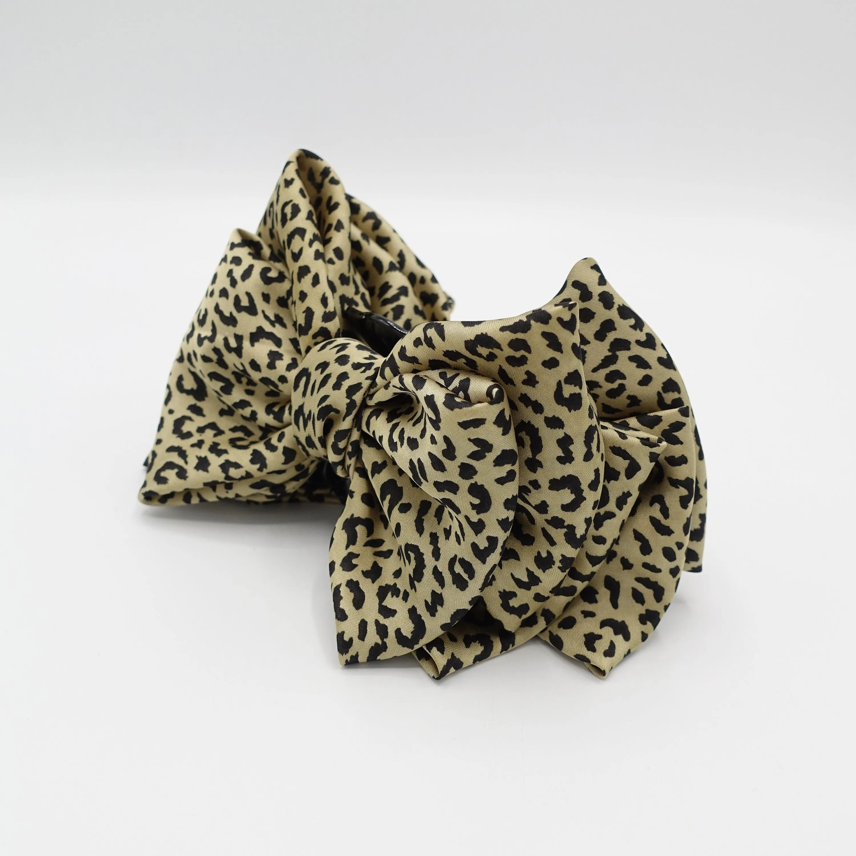 satin bow hair claw leopard hair clamp for women