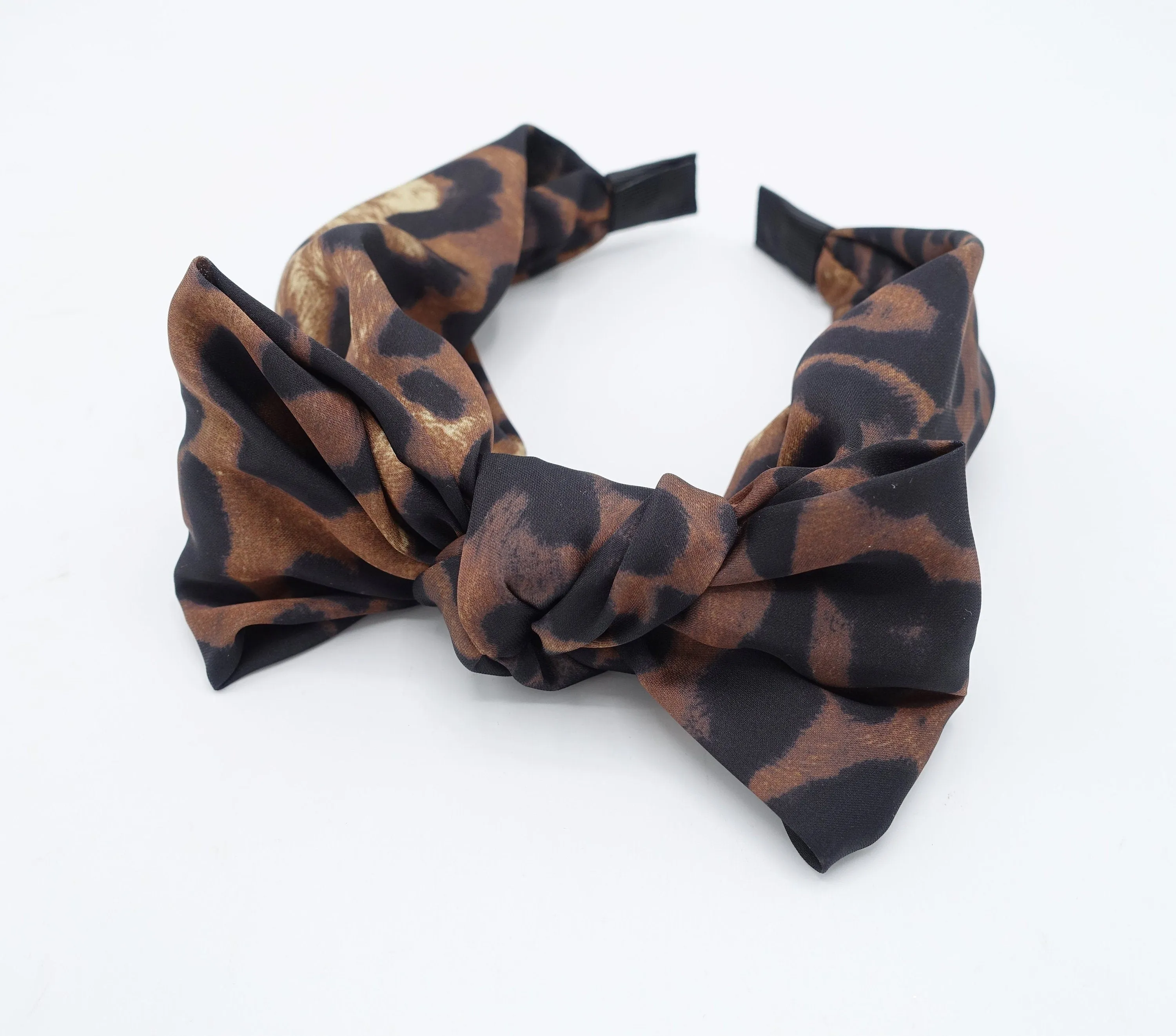 satin leopard print hair bow headband collection women hair accessories