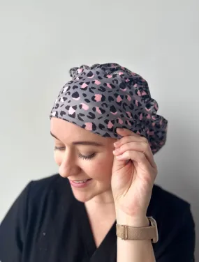 Scrub Hat - Grey & Pink Leopard