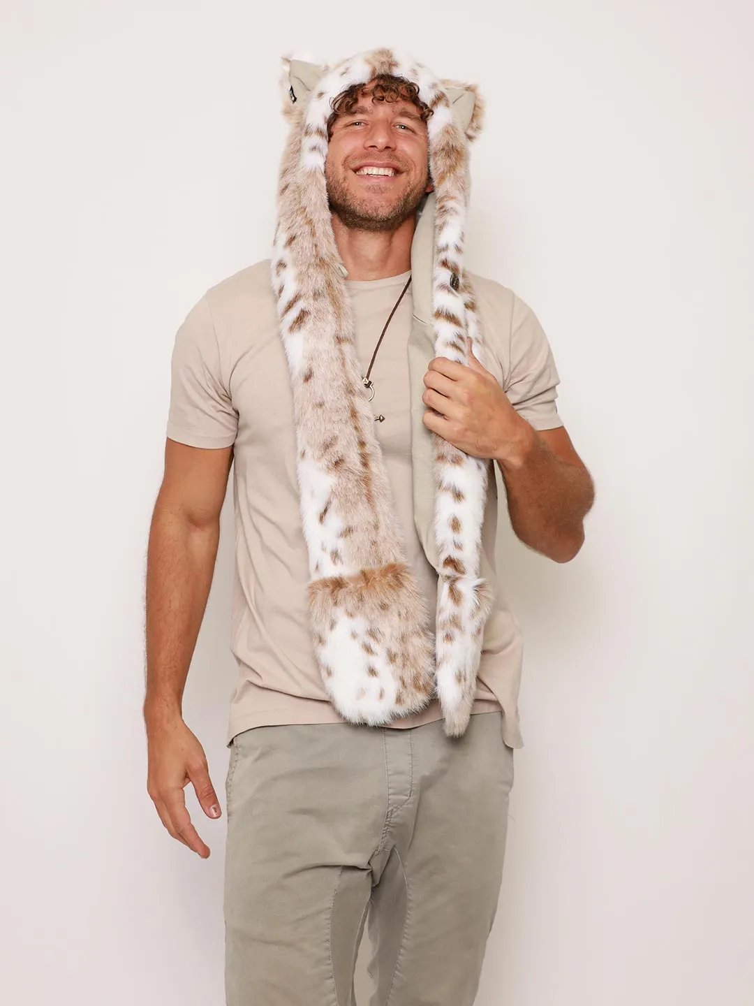 Siberian Snow Leopard Faux Fur Hood | Men's