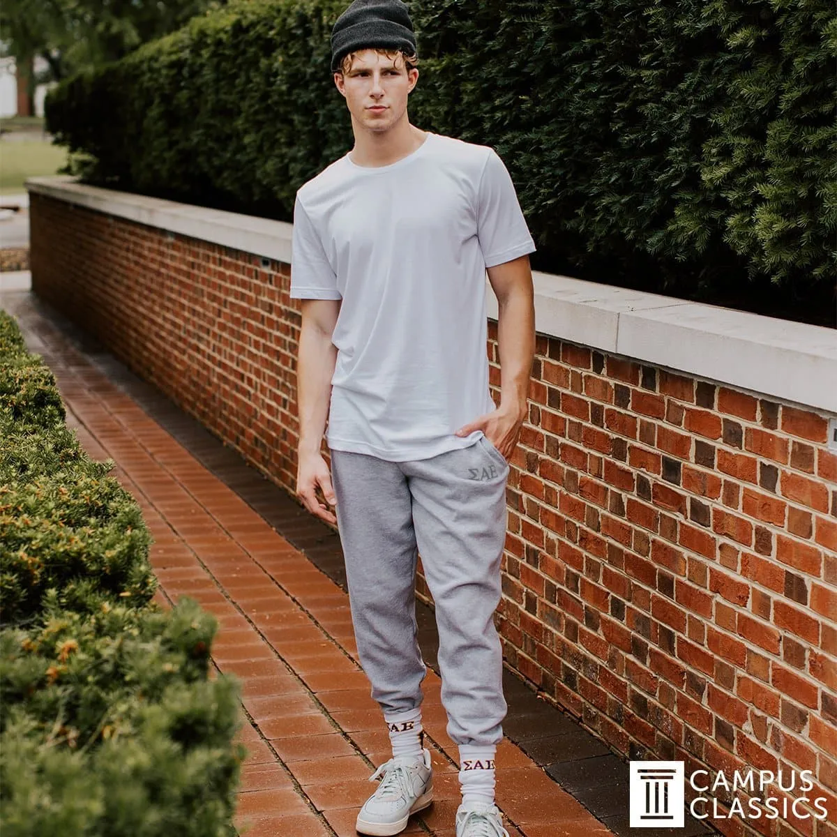 SigEp Heather Grey Contrast Joggers