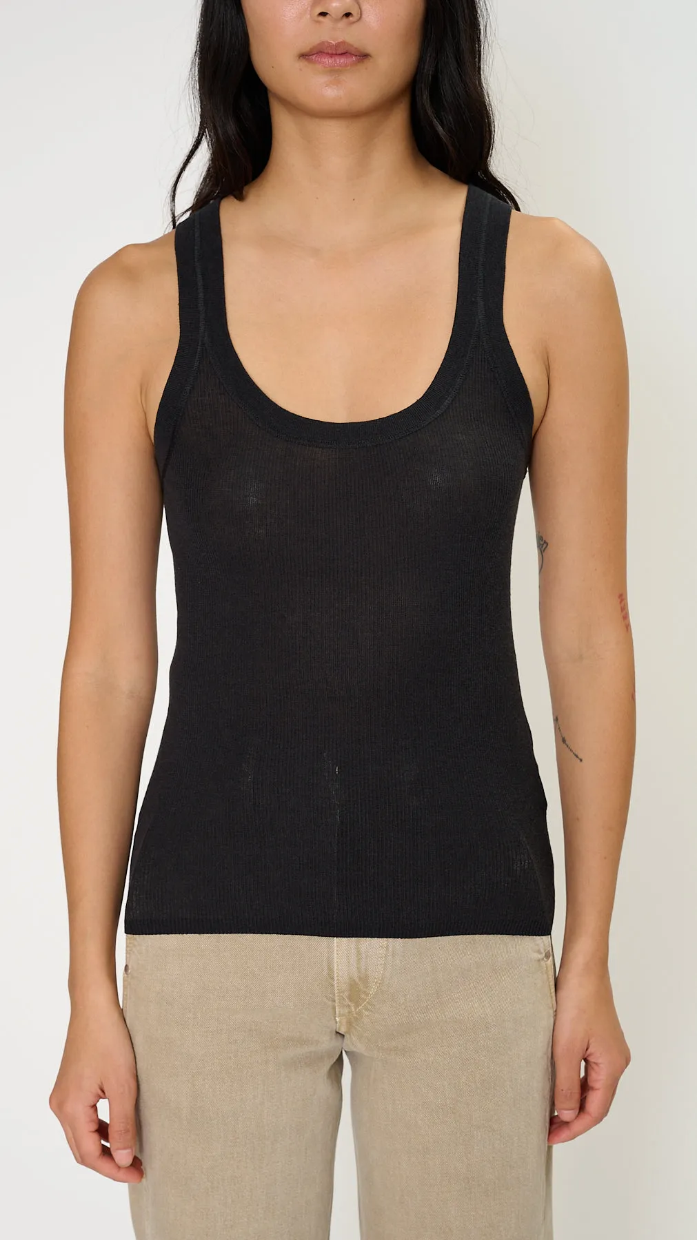 Skinny Rib Cami in Black