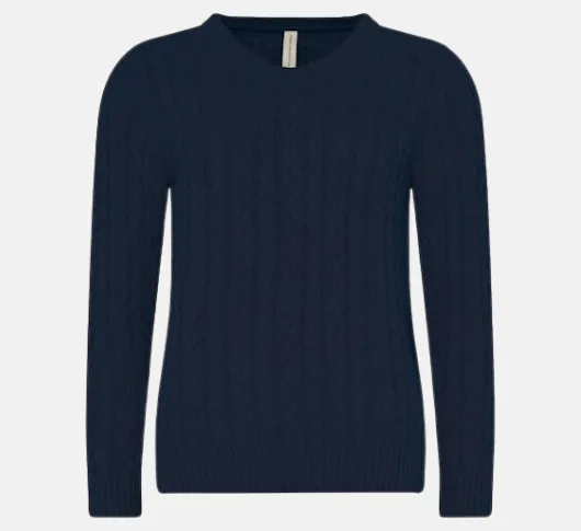 Skovhuus - Cotton Cable Knit Sweater in Navy