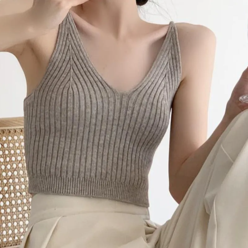 Sleeveless Knitted Crop Top