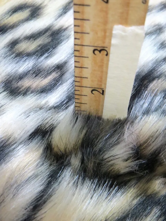 Snow Leopard Brown Leopard Cheetah Animal Long Pile Faux Fur Fabric / Sold By The Yard