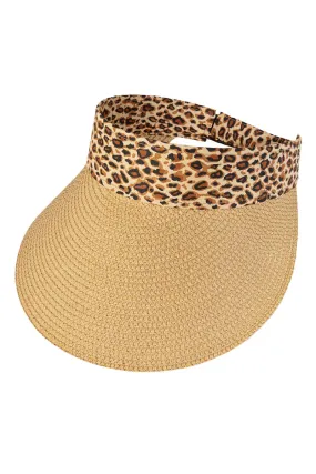 Straw Leopard Print Fashion Visor