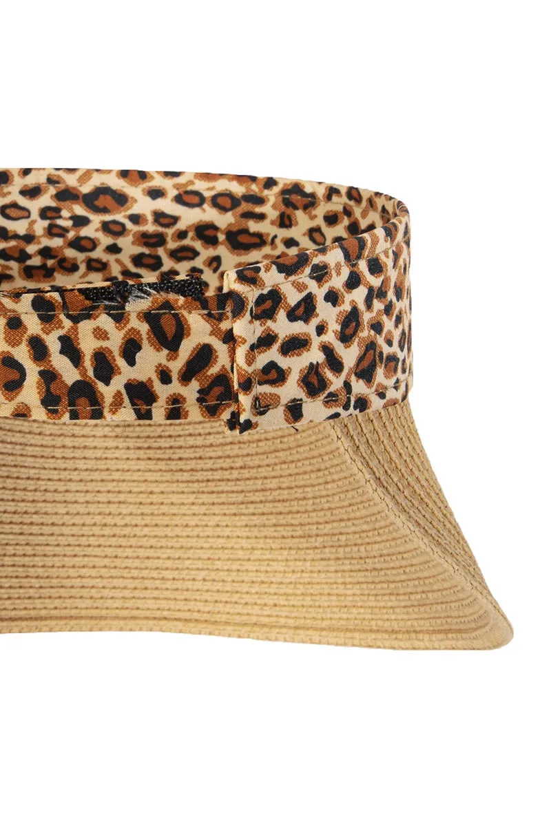 Straw Leopard Print Fashion Visor