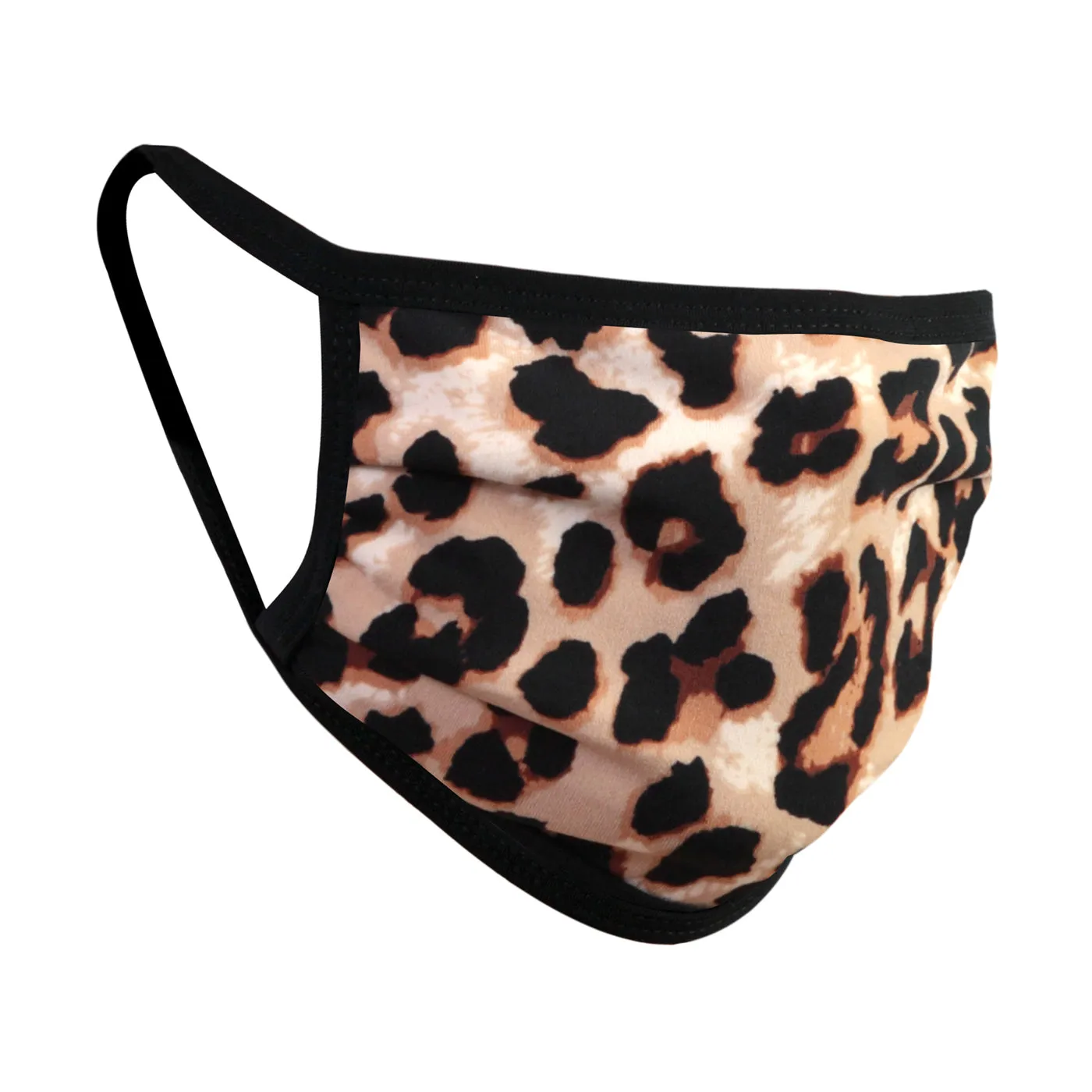 Tan Brown Leopard double Layered Mask -Pleated Design