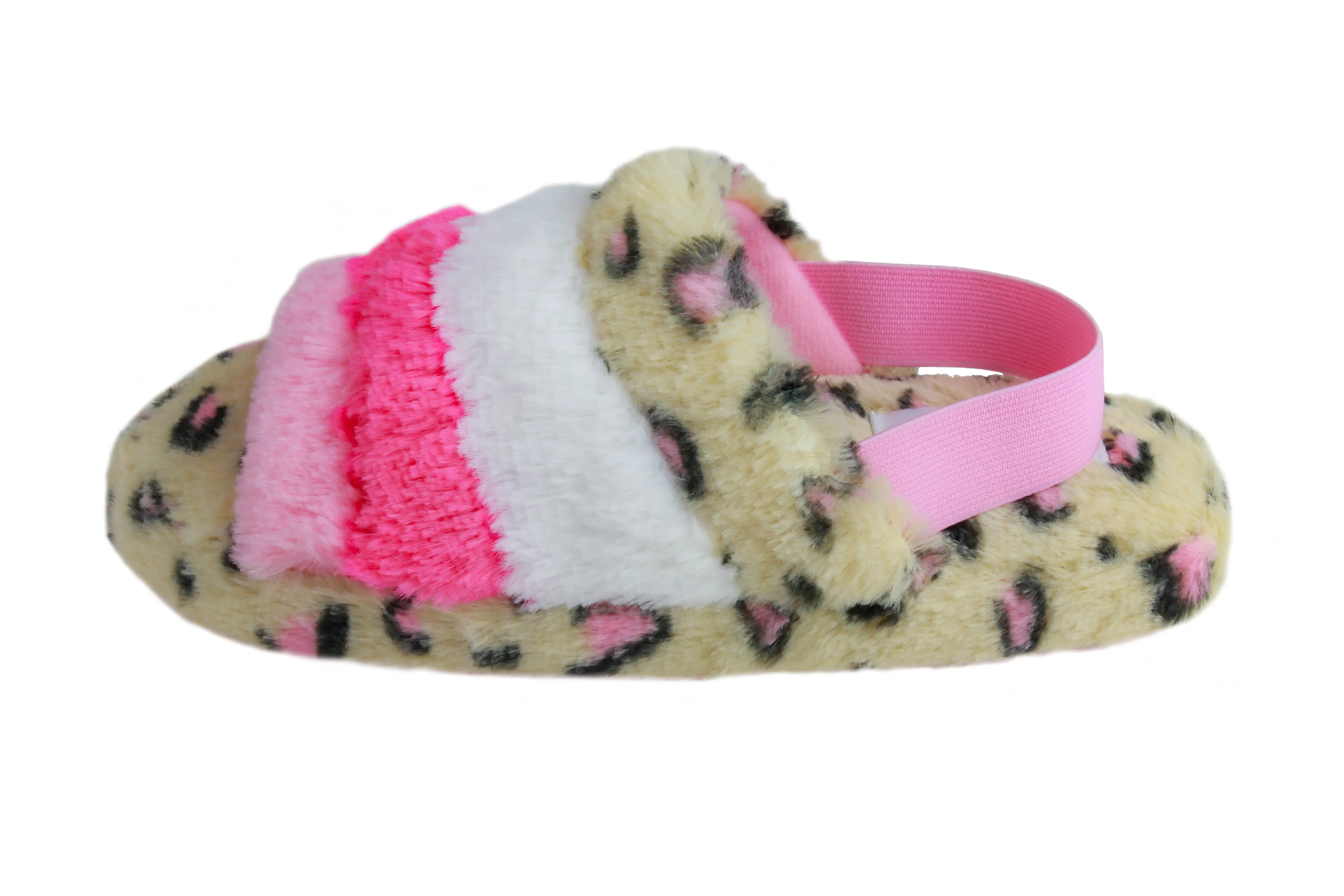 Toddler Girls Leopard Color Block Faux Fur Slip on with Elastic