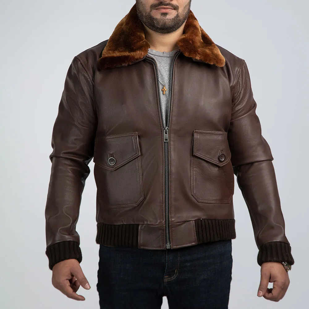 Tom Aviator Brown Leather Bomber Jacket